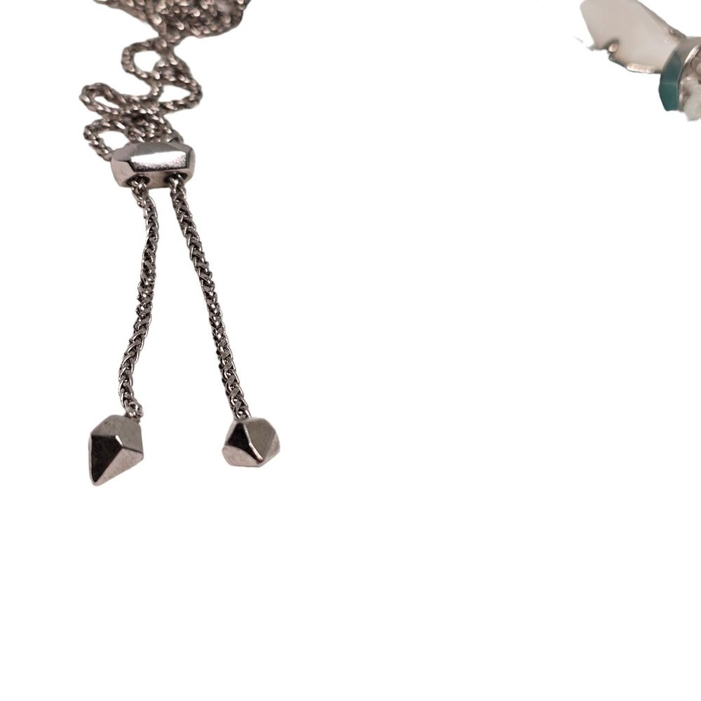Kendra Scott Eva Necklace White Mother Of Pearl Long Tassel Pedant Beaded Silver - Picture 12 of 12